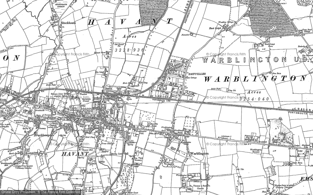 Old Map of Warblington, 1910 in 1910