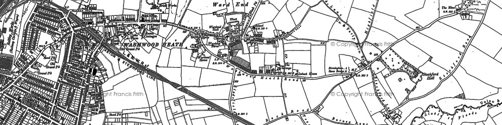 Old map of Ward End in 1888
