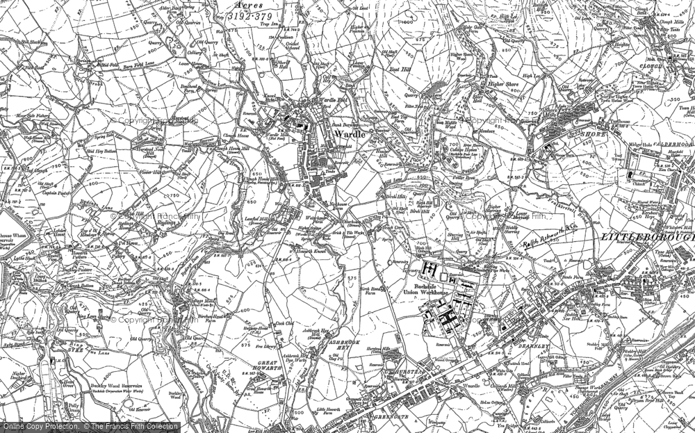 Old Map of Wardle, 1891 - 1909 in 1891