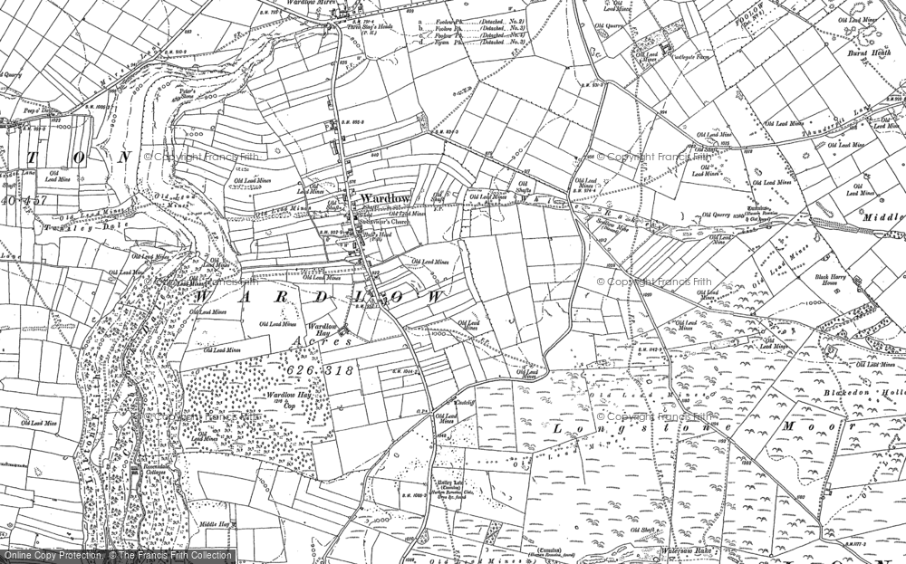 Old Map of Wardlow, 1879 - 1880 in 1879