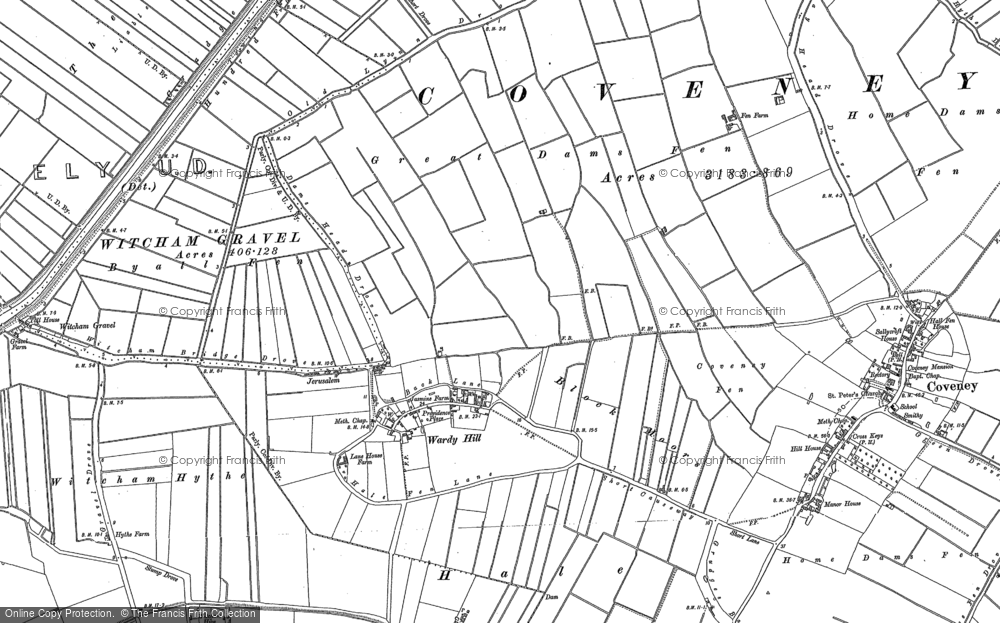Old Map of Historic Map covering Block Moors in 1886