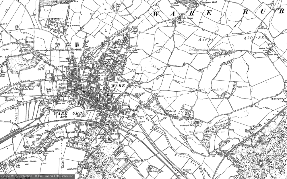 Old Map of Ware, 1895 - 1897 in 1895