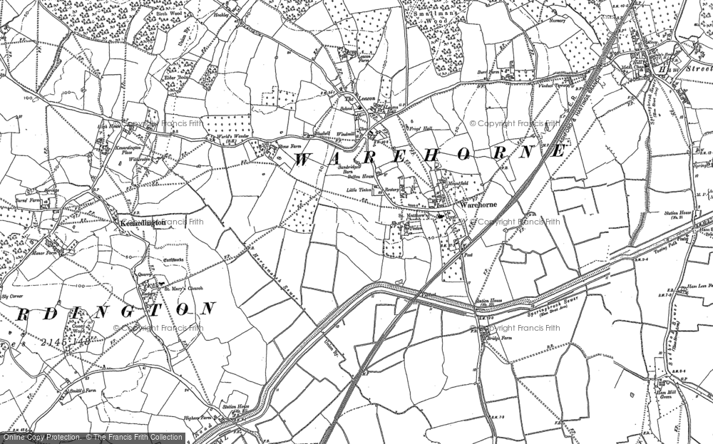 Old Map of Historic Map covering Birchett Wood in 1896