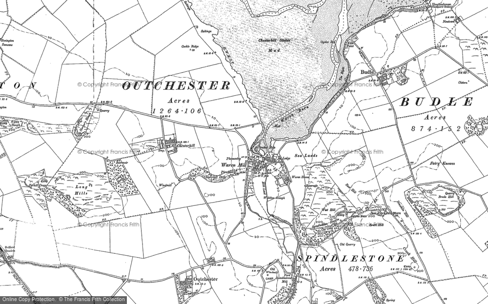 Old Map of Historic Map covering Budle in 1897