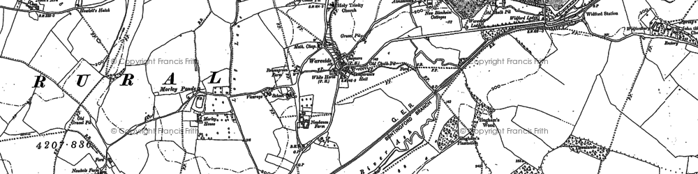 Old map of Wareside in 1919