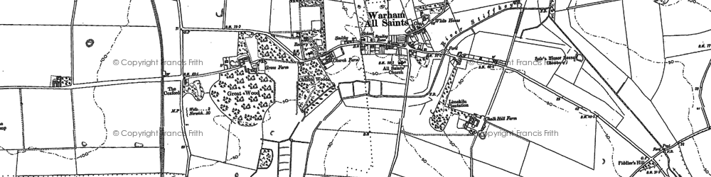 Old map of Warham in 1886