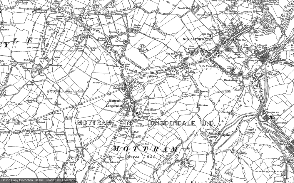 Old Map of Historic Map covering Mottram in Longdendale in 1899