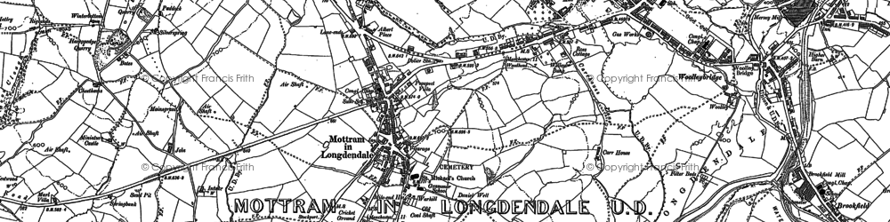 Old map of Mottram in Longdendale in 1899