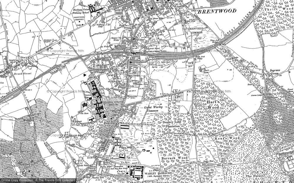 Old Map of Historic Map covering Barrack Wood in 1895