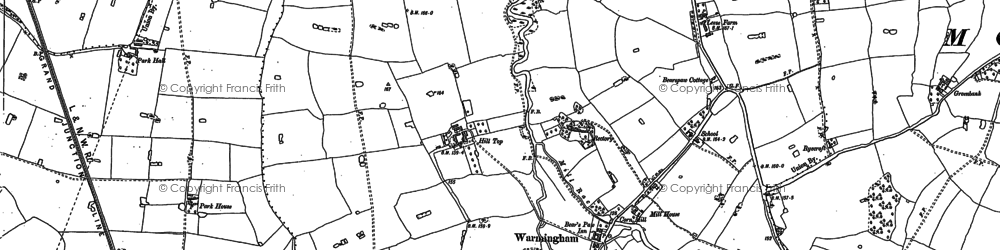 Old map of Warmingham in 1899