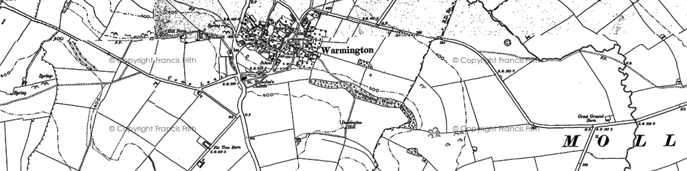 Old map of Warmington in 1899