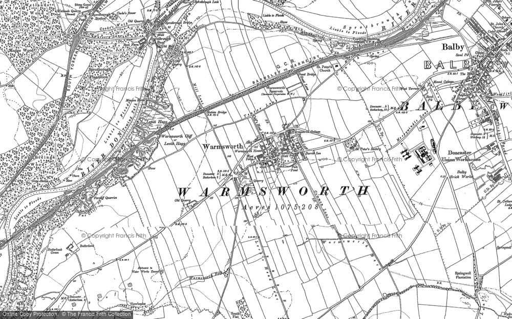 Old Map of Warmsworth, 1890 - 1901 in 1890