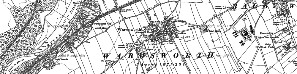 Old map of Warmsworth in 1890