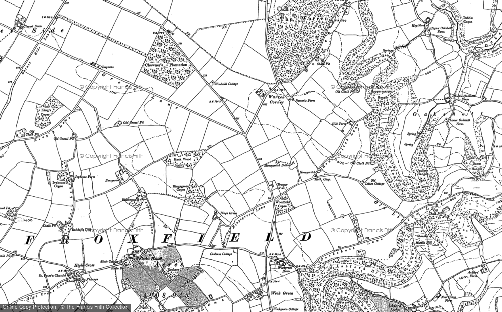 Old Map of Historic Map covering Oakshott in 1895
