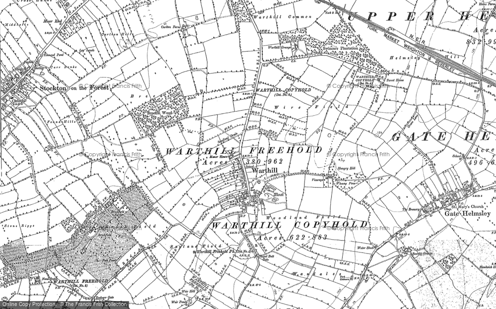 Old Map of Historic Map covering Moor End in 1890