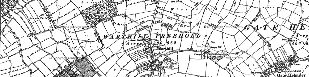 Old map of Brockfield in 1890