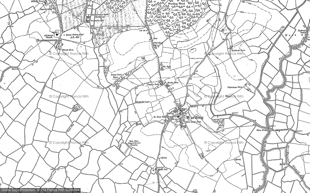 Old Map of Wartling, 1898 - 1908 in 1898