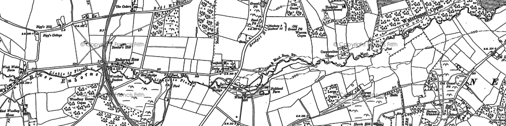 Old map of Enborne Row in 1909