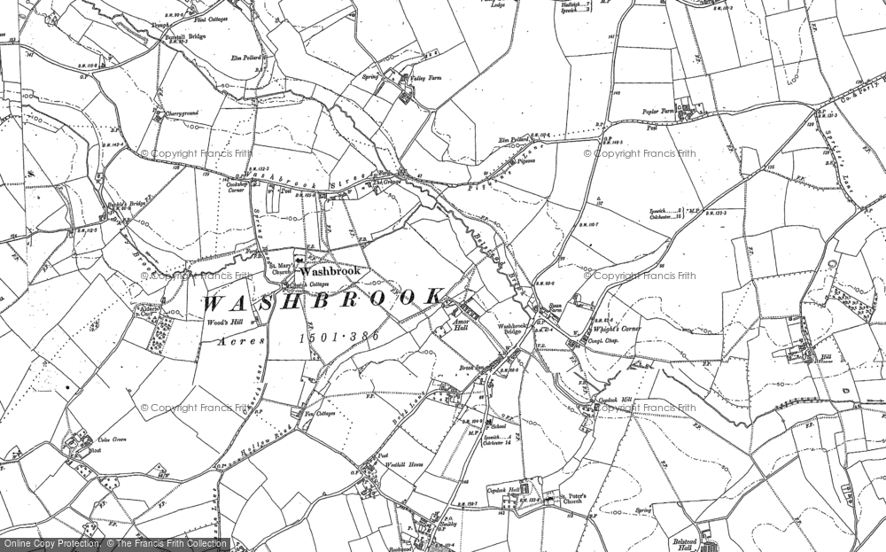 Old Map of Historic Map covering Amor Hall in 1881