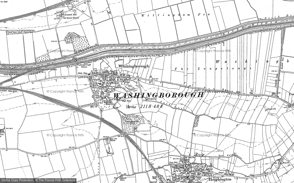 Old Map of Historic Map covering Willingham Fen in 1886