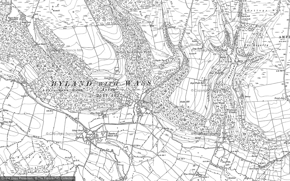 Old Map of Historic Map covering Tom Smith's Cross in 1891