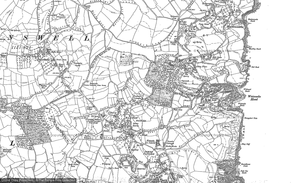 Old Map of Historic Map covering Higher Rocombe Barton in 1904