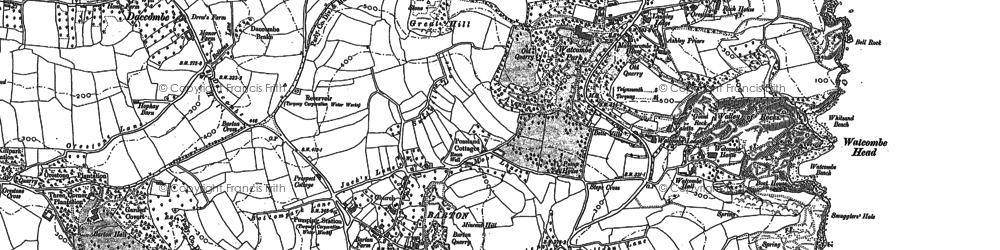 Old map of Higher Rocombe Barton in 1904