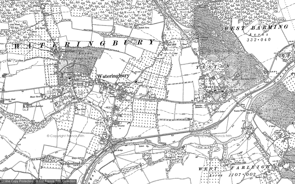 Old Map of Wateringbury, 1895 - 1896 in 1895