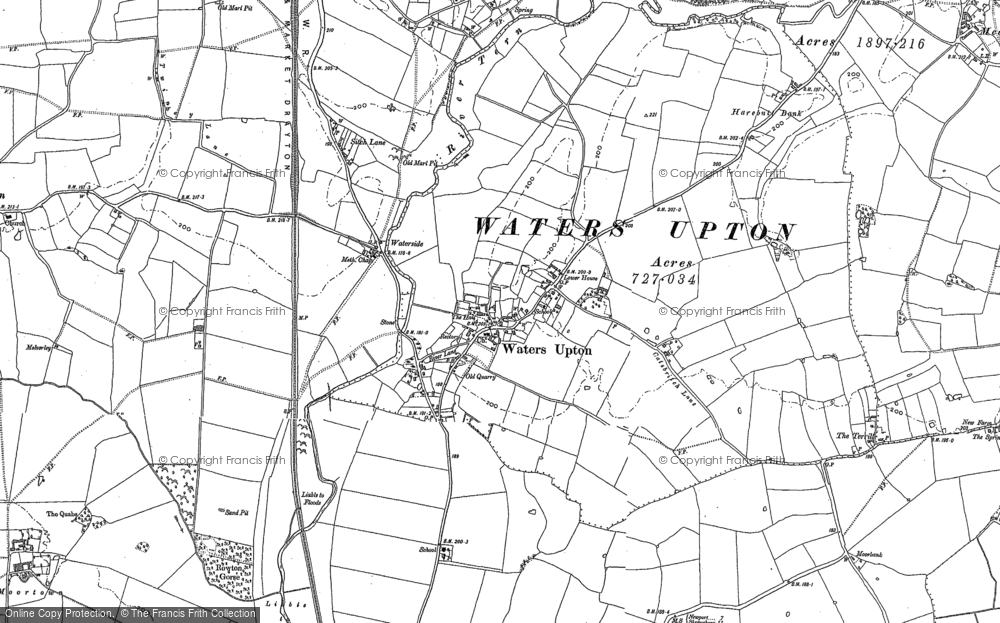 Old Map of Historic Map covering Waterside in 1880