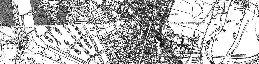 Old map of Watford in 1896