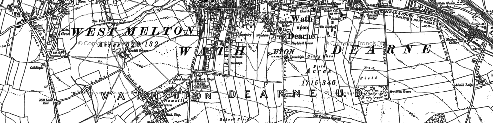 Old map of Wath Upon Dearne in 1890