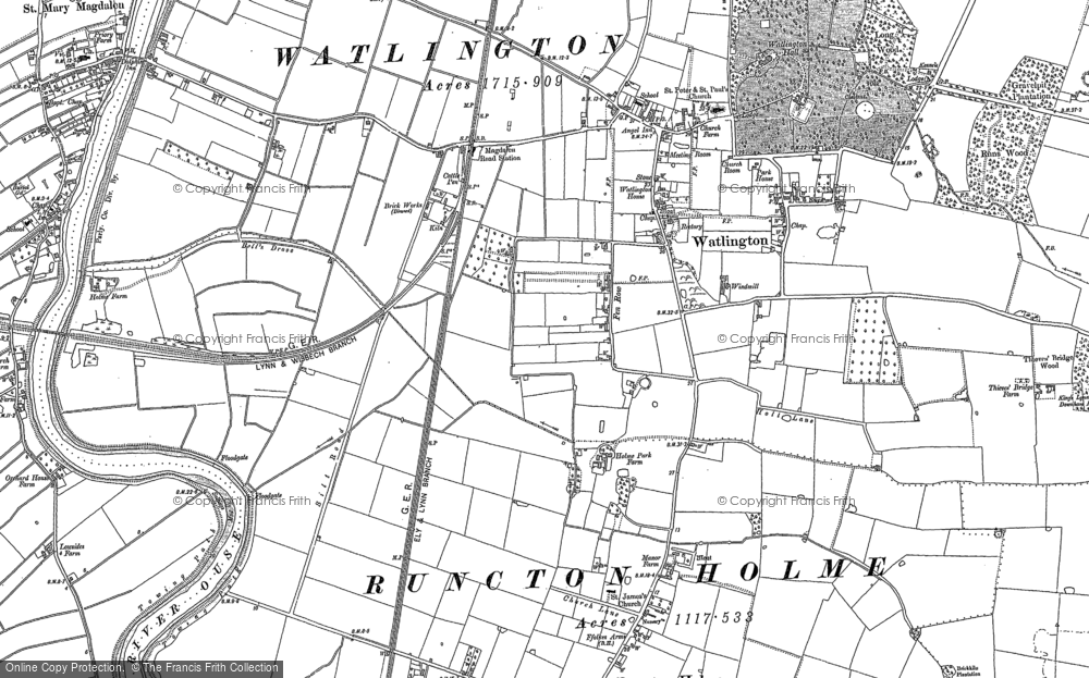 Old Map of Watlington, 1884 in 1884