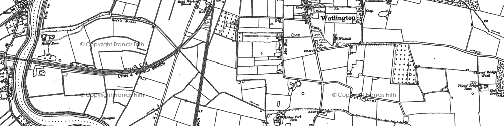 Old map of Watlington in 1884