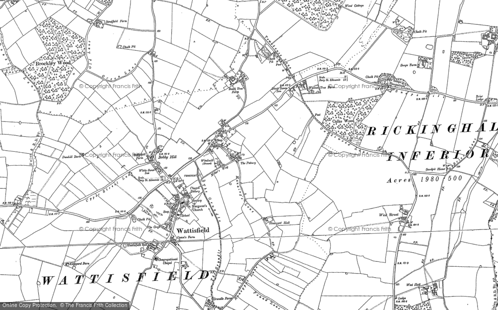 Old Map of Historic Map covering Westhall Wood in 1885