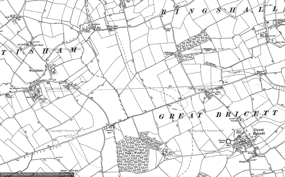 Old Map of Wattisham Airfield, 1884 in 1884