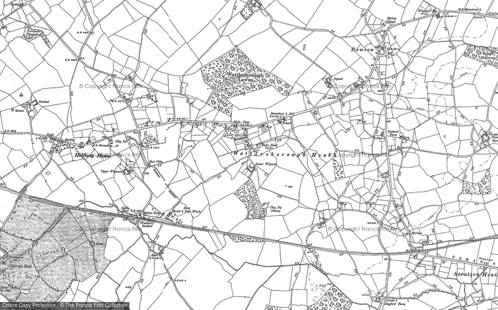 Old Map of Wattlesborough Heath, 1881 - 1901 in 1881