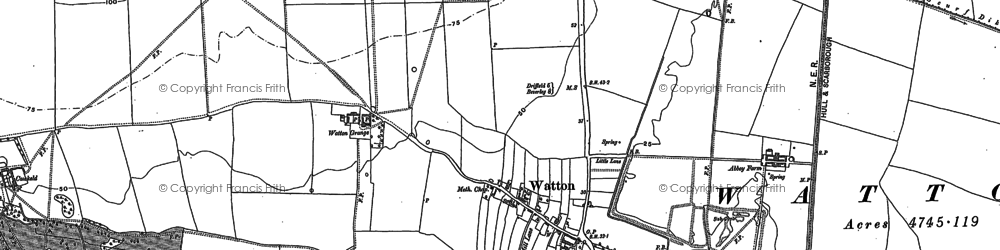 Old map of Watton in 1890