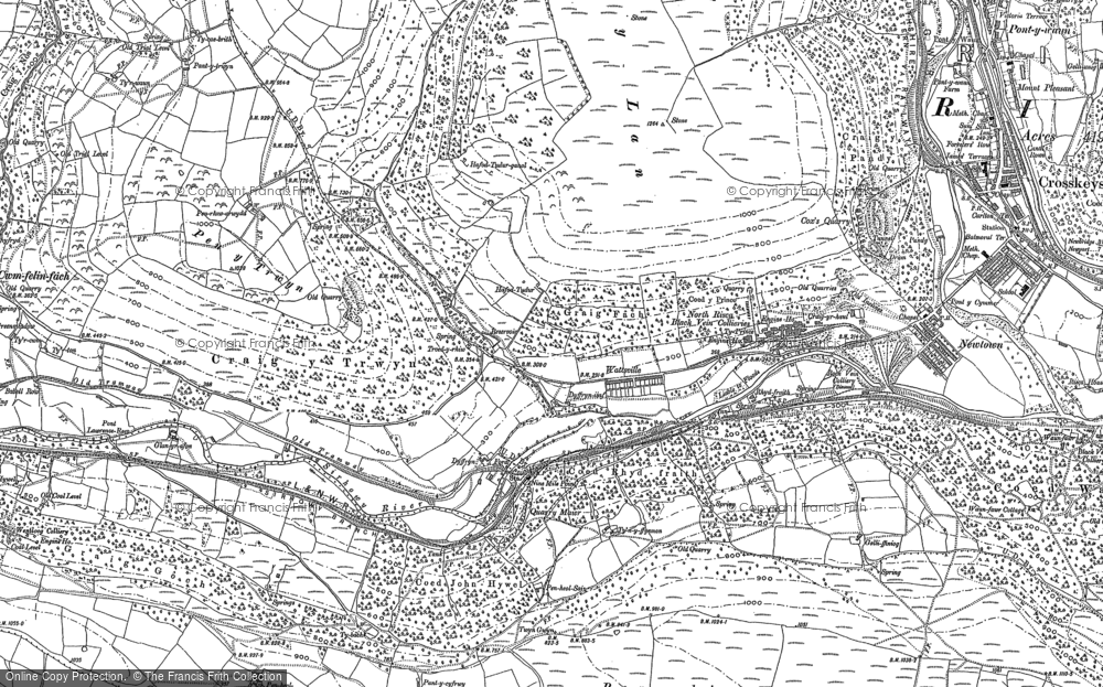 Old Map of Historic Map covering Brynawel in 1915