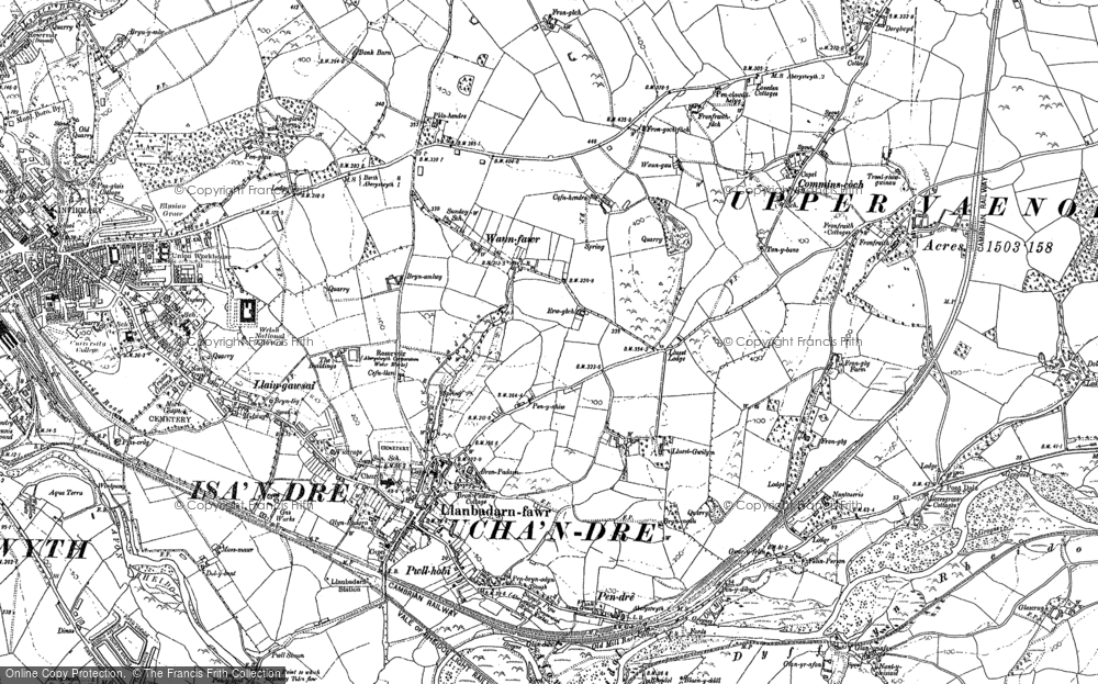 Old Map of Historic Map covering Bryncarnedd in 1904