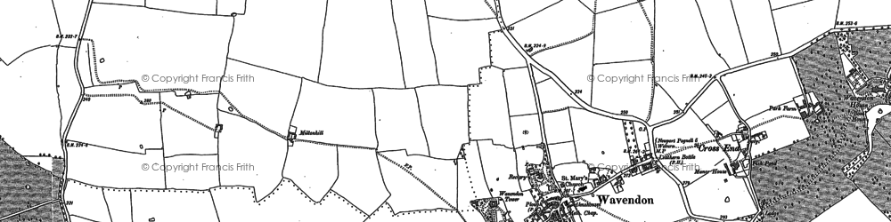 Old map of Cross End in 1924