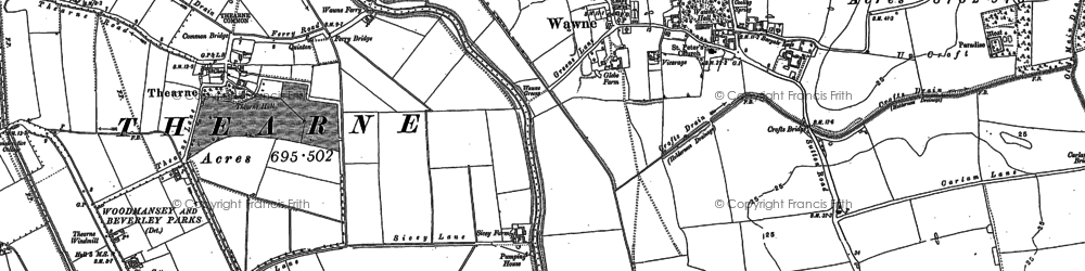 Old map of Wawne in 1888