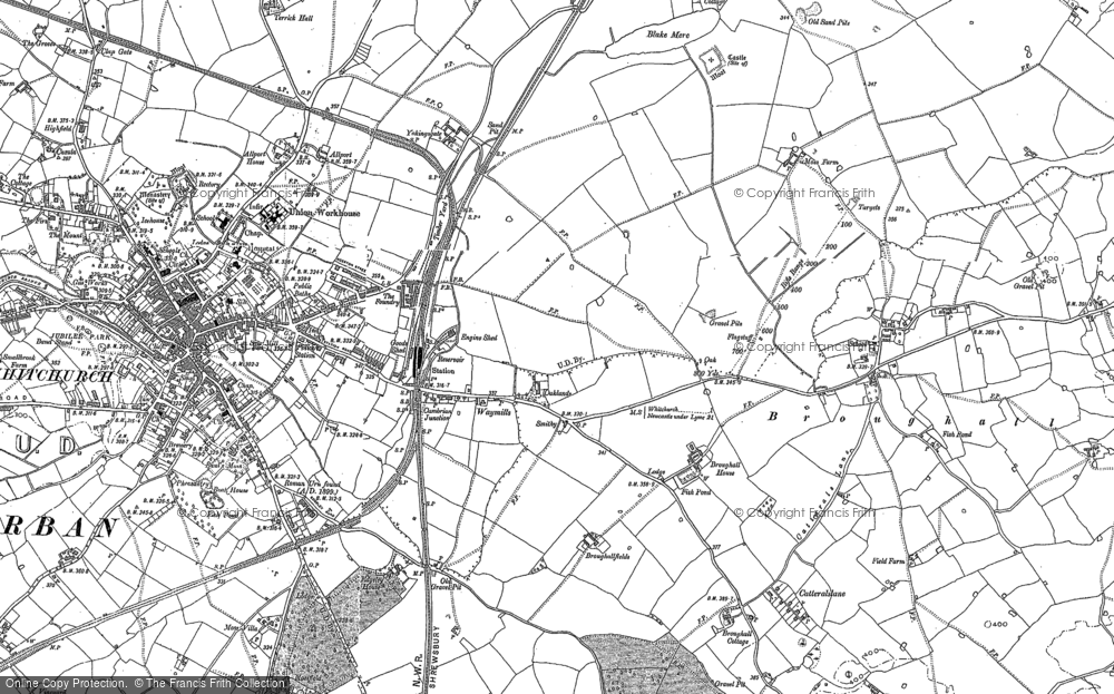 Old Map of Historic Map covering Broughall Ho in 1879
