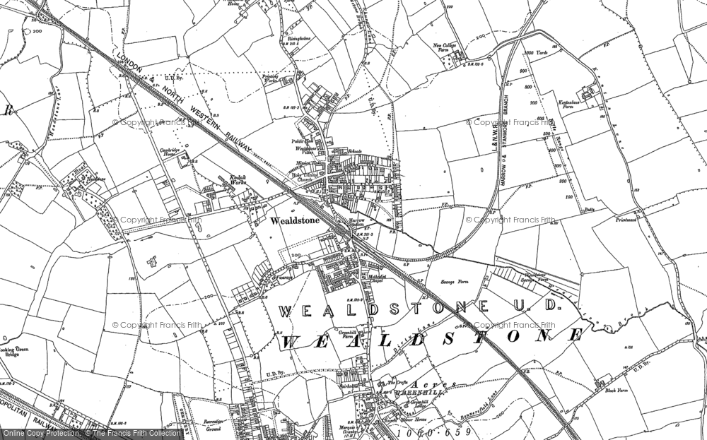 Old Map of Wealdstone, 1895 in 1895
