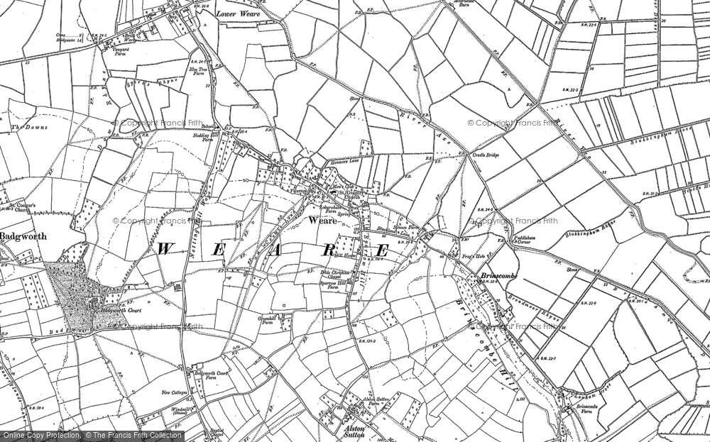 Old Map of Historic Map covering Sparrow Hill in 1884