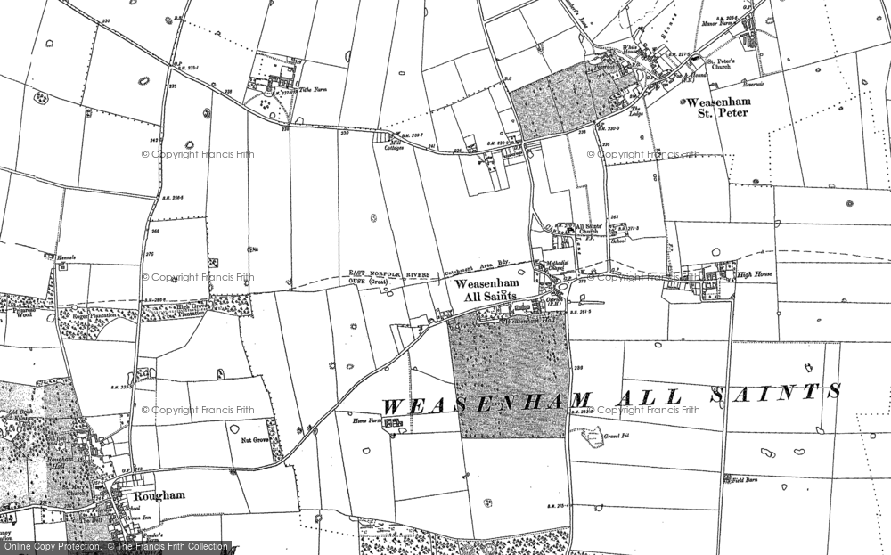 Old Map of Historic Map covering Weasenham St Peter in 1884