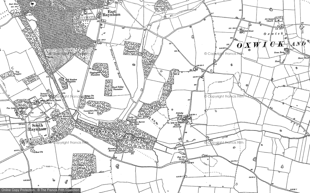 Old Map of Historic Map covering Godwick in 1885
