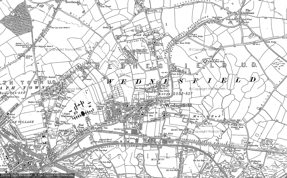 Old Map of Wednesfield, 1883 - 1885 in 1883