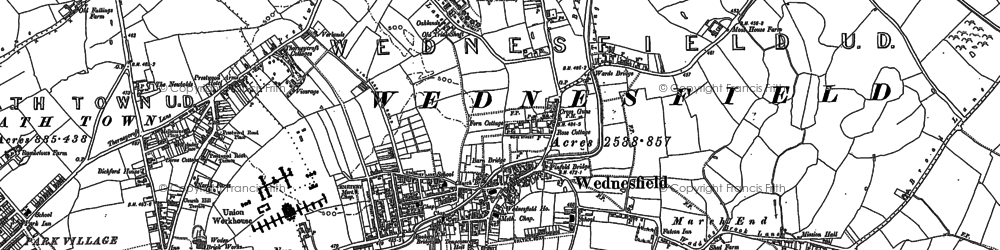 Old map of Wood End in 1883