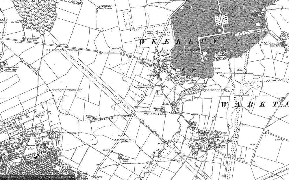 Old Map of Weekley, 1884 - 1885 in 1884