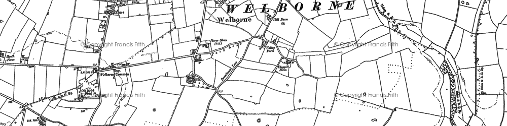 Old map of Welborne in 1882